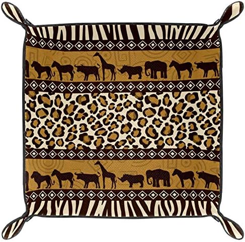 Lyetny African Wild Animals Com Pattern Organizer Bandeja Caixa de Armazenamento Caddy Caddy Desktop Alteração da carteira