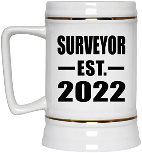 Provedsify Surveyor estabelecido est. 2022, caneca de 22 onças de caneca de tanque de cerâmica de cerveja com alça para freezer,