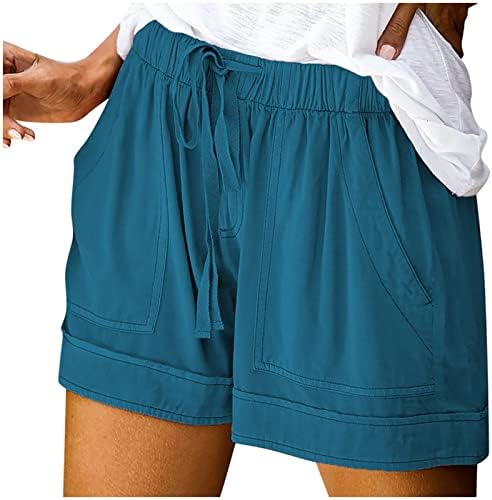Shorts de neferlife para mulheres shorts de verão casuais sólidos soltos de cordão confortável elástico calças de