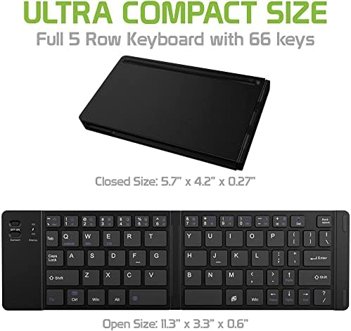 Funciona da CellET Ultra Slim dobring -Wireless Bluetooth Teclado compatível com a visualização ZTE Blade Max com HoldStand do