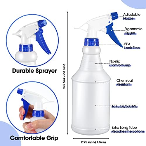 Yinder 16 Pacote garrafa de spray de plástico 16 onças e 24 oz de garrafas de spray de serviço pesado vazias para soluções de limpeza