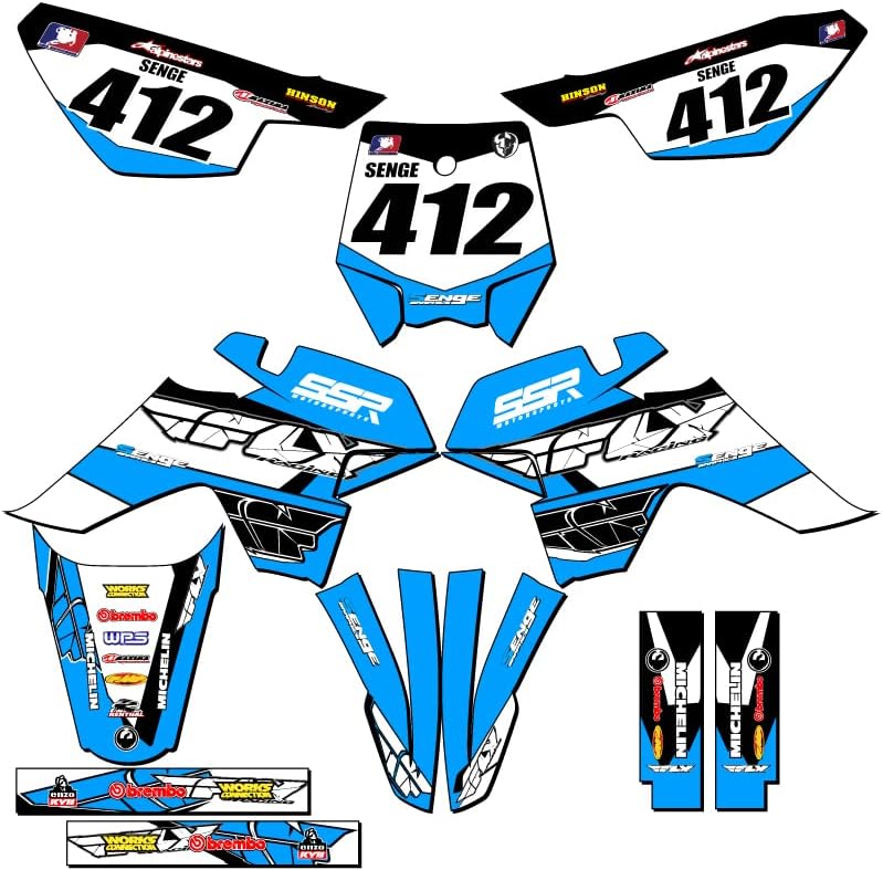 SR 110 DX 13 Fly Sky Blue Senge Graphics Complete Kit com piloto I.D. Compatível com SSR