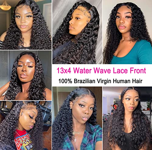 Water Wave Lace Wigs Frente Cabelo Humano 180% Densidade 13x4 Molhado e Ondulado Perucas dianteiras dianteiras 26 polegadas