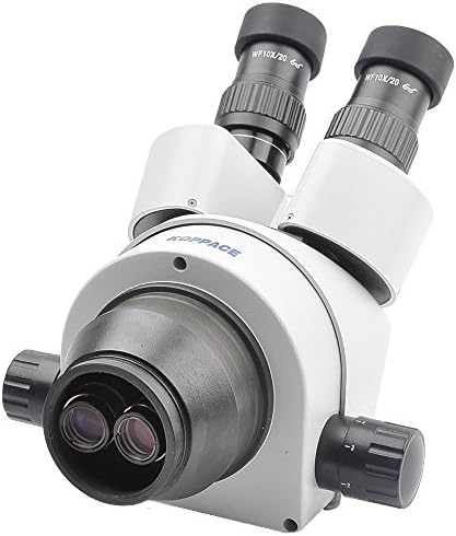 Lente de microscópio estéreo trinocular de Koppace, ampliação 7x-45x, microscópio de zoom estéreo trinocular, interface de câmera