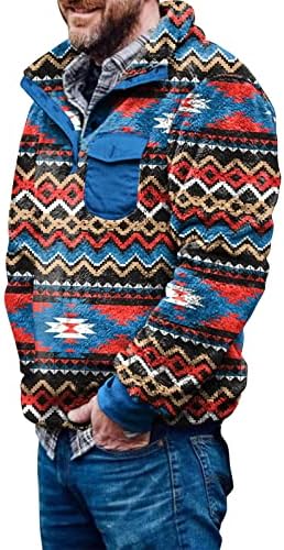 Camiscedores para homens Fleece Aztec Print Vintage Divertido Sweatters Comenda com suéter de decote em V Polo Polo