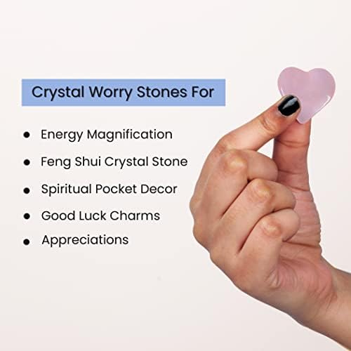 Rose Quartz Heart Crystal - Cristais e cálculos de cura - Stone de preocupação - Pedras do coração - Cristal de quartzo - Coração
