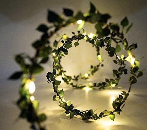 Iluminação iluminada folha guirlanda luminária para decoração em casa, decoração do quarto, festa de aniversário, diwali, Natal - branco quente, 3 metros
