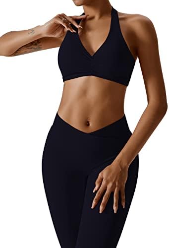 Knmudk Fitness Sport Tracksuit Yoga Roupa de 2 peças de altas pernas da cintura para feminino Sports BRA Casual Setos de exercícios