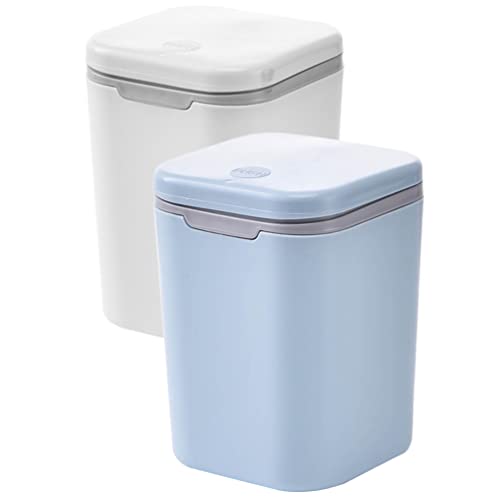 Operitacx prateleira mini lixo lata lata de mesa lixo lata pequena lixo pode bancada de resíduos cesta de papel com lixo lixo para carros de escritório em casa cozinha branca mesa de armazenamento azul de mesa de armazenamento mini latas de lixo