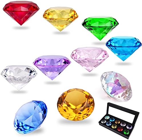 Pacote hdcrystalgifts de 10, diamante de cristal de 40 mm e conjunto 4 figuras de cacto de vidro artesanais