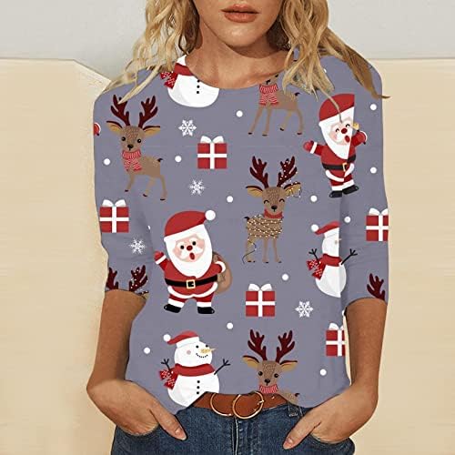 Camisetas feias de camisetas de Natal para mulheres 2022 Moletom de manga longa Crewneck Sweetfits Holiday Tops