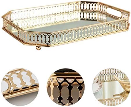 Hemoton Terrarium Ring Titular Bandeja de espelho de ouro Bandeja de metal bandeja de jóias decorativas Bandejas de