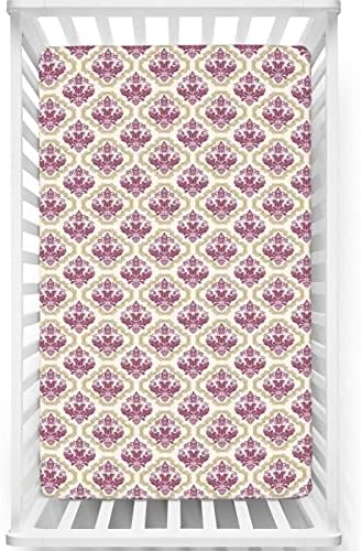 Mini-berço com tema vintage, lençóis de berço, lençóis de berço portáteis lençóis de colchão para meninas para meninas, 24 “x38“, areia marrom champanhe seca rosa rosa
