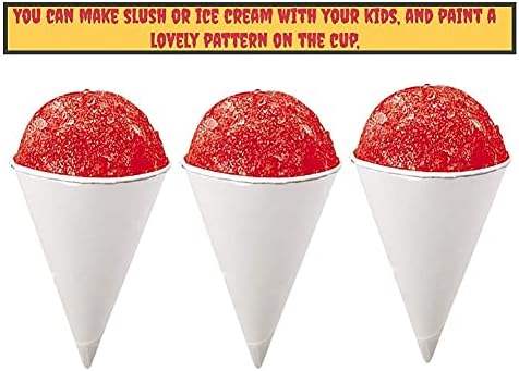 Haskoss White Paper Cone Cups, Copos de cone de neve, xícaras de papel à prova de vazamento revestidas para, gelo raspado, água