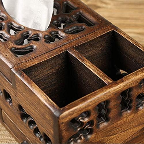 Caixa de tecido de madeira hjkogh- tampa de caixa de tecido retangular angustiada rústica com compartimento de armazenamento