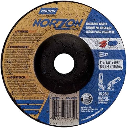 Norton 66252842005 4x1/8x5/8 pol. Norzon Plus SGZ CA/ZA Rodas e rodas de corte, tipo 27, 24 Grit, 25 pacote