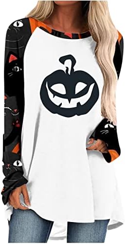 Sorto de Halloween para Mulheres Plus Tamanho Trajes de Manga Longa Tops Camisa de Pullover de Pumpkin Print