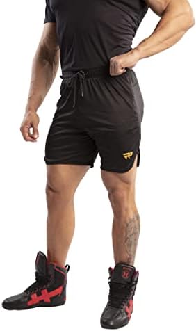 RRWears Mens Gym Shorts Treinando Bodybuilding Goletos Bolsos de zíper invisíveis com loop de toalha