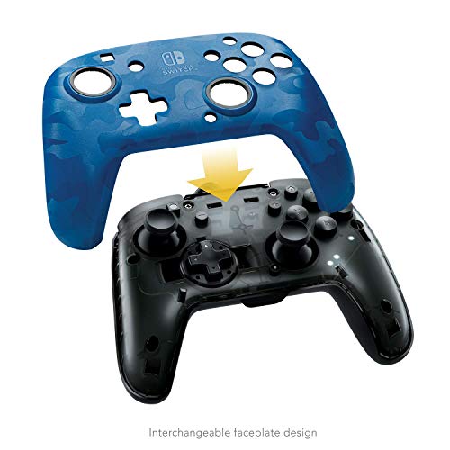 PDP Gaming Wired Pro Controller FaceLap: Blue Camo - Nintendo Switch Faceoff