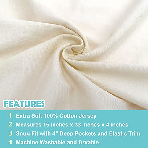 Tl Care Natural respirável Jersey Knit Filt Filtinet Sheet, ECRU, 15 X 33, respirável suave, para meninos e meninas