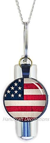 HandcraftCorations American Flag Cremação Colar Jóias de Bandeira dos Estados Unidos, Presente Americano do Patriota, Urna