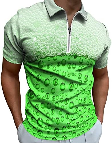 Camisas engraçadas de golfe para homens Camisa de golfe de St. Patrick Green Hawaiian Summer Beach Casual T Tamts, polo esportivo