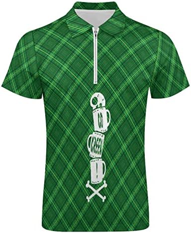 Camisas engraçadas de golfe para homens Camisa de golfe de St. Patrick Green Hawaiian Summer Beach Casual T Cadeiras, camisa de pólo de golfe