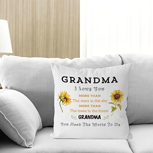 Vovó eu amo você joga a tampa de travesseiro de 18x18 polegadas, vovó, você quer dizer o mundo para mim decoração de almofada de almofada decoração em casa, pasta decorativa de girassol da avó, presentes da avó para o dia das mães