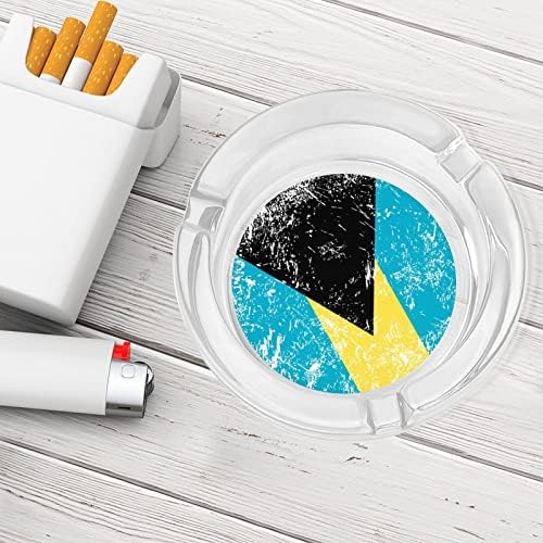 Retro Bahamas Bandeira de vidro cinza para cigarro clássico de charuto redondo cinzeiros de cristal transparente
