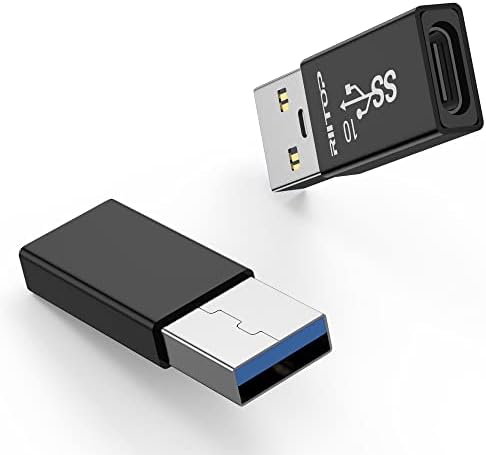 RIITOP USB 3.1 A para C Adaptador [lateral duplo 10 Gbps], fêmea USB tipo C para um conector masculino [preto]