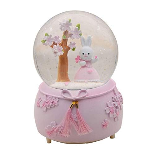 Caixa de música de música de música de Dekika Girl, Music Boxball, Bola de cristal de árvore de flores com arestas de borla, Mini Model Home Decoration