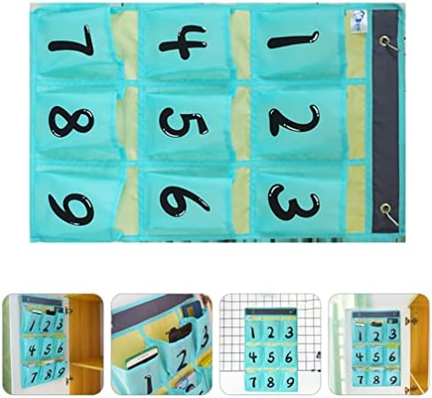Armário de parede da calculadora de bolso de nuobesty Bag de armazenamento pendurado: gráfico de bolsos múltiplos sobre o organizador de portas bolsas de telefone azul para a sala de aula de banheiro organizador de bolso