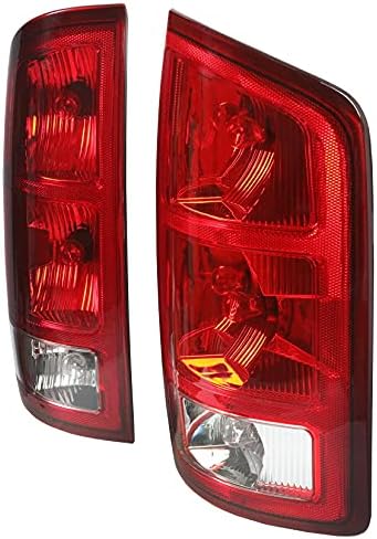 Hecasa Tail Light Compatível com 02-06 Dodge Ram 1500/ 03-06 Dodge Ram 2500 3500 Lâmpada de lâmpada da luz traseira Lâmpada de freio de sinal com lâmpadas e reposição da fiação para CH2801147 CH2800147 Par e vermelho