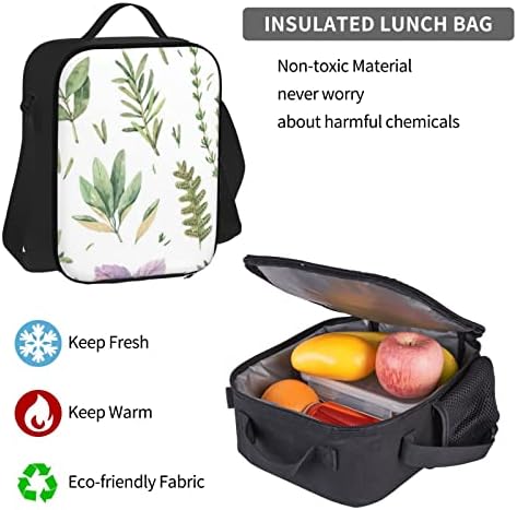 Folhas de ervas de flor verde folhas e galhos de backpack de três peças, mochila de bolso de bolsa de lanchone
