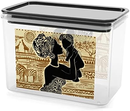 Caixa de armazenamento negro africano Caixa de contêineres organizadores de alimentos plásticos com tampa para cozinha