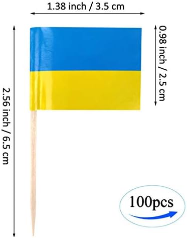 JBCD Ukrânia Sinalizador de dente ucraniano Mini bandeiras de tampo de cupcakes ucranianos