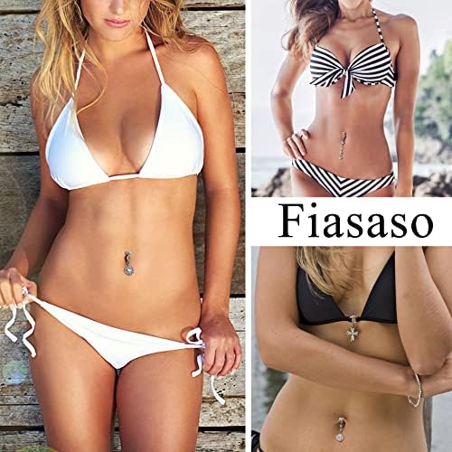 Fiasaso Fake Belly Ring Belly Piercing for Women Clip On Belly Piercing Belly Butrind Piercing Fake Navel Ring Non Piercing
