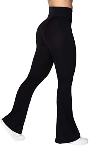Leggings Sunzel Flare, calças de ioga crossover com controle de barriga, perna de cintura alta e larga