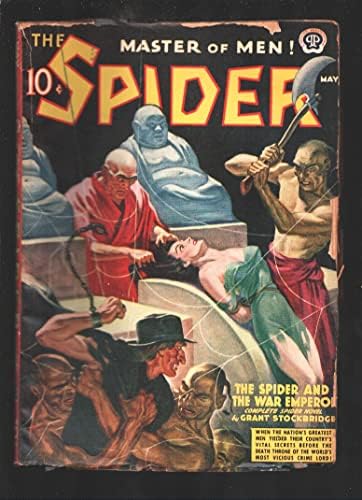 Spider 4/1940-POPULAR- O Vilão Robado The Spider and the War Emperor puxa o cabelo de Bound Babe sendo torturado-G/VG