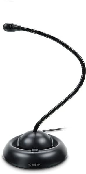 Speedlink LUCENT USB Microfone de mesa flexível - pescoço flexível de microfone, instalação fácil, preto