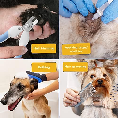 Rede de pet -arnês de cão médio para unhas de limpeza e aparar - com pente, aparador de unhas, arquivo de unhas -