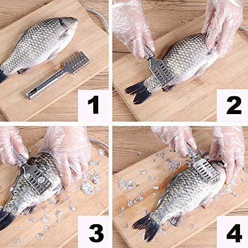 2 PCs Removedor de peixes Removedor de aço inoxidável Manuseio de peixe Rascínio de escala de aço inoxidável de dente -dente de peixe Salva Removedor de pele para escalas rápidas