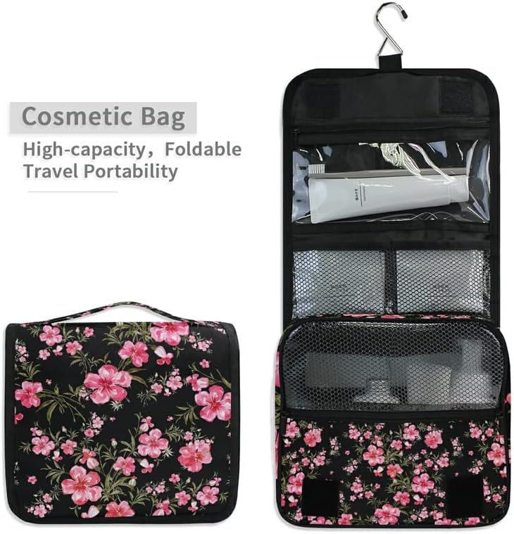 Bolsa de higiene pessoal pendurada Pink Sakura Maquiagem Bolsa de viagem para produtos de higiene pessoal portátil Sacos organizadores