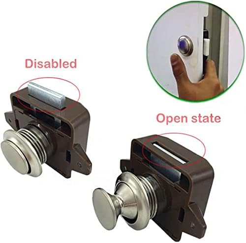 Phasfbj 6 pcs armário mini bloqueio de botão de pressão maçanetas de porta, travas sem chave, espessura da porta de encaixe 1.4-1.6cm,