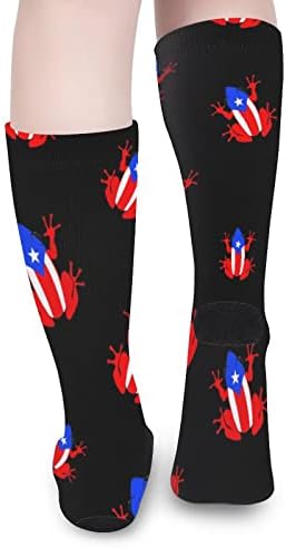 Puerto Rico Flag Fropo Impresso colorido Meias correspondentes ao joelho Athletic Knee Alta meias para homens