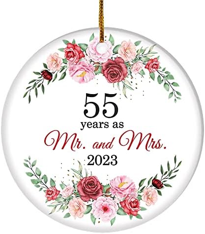 Teesnow Ornamentos de Natal Presentes para Coupais Marido esposa Férias 1º aniversário de casamento 1 ano como Sr. e Sra. 2023
