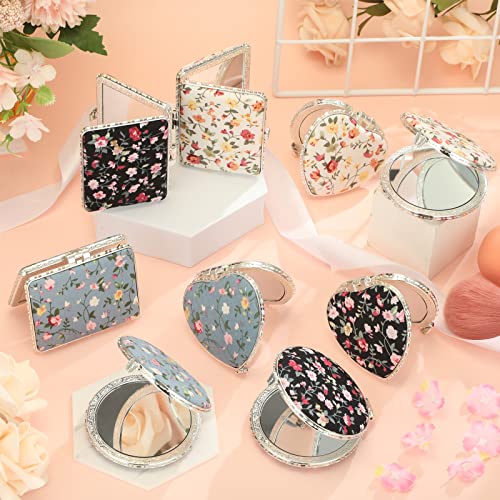 9 PCs Retro Compact espelhos portáteis Flores de deslocamento de deslocamento portátil espelhos dobráveis ​​espelhos de bolsa vintage