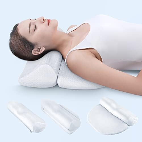 Almofadas de pescoço cervical ajustáveis ​​de 6 em 1 para alívio da dor dormindo, travesseiros de espuma de memória