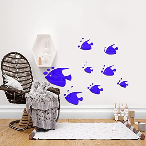 Animais marinhos Peixes tema tema impermeável espelho acrílico decoração de parede adesivos de cão removível Diy adesivos