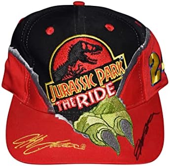Autografado 1997 Jeff Gordon 24 DuPont Racing Jurassic Park The Ride Vintage NASCAR HAT COM COA